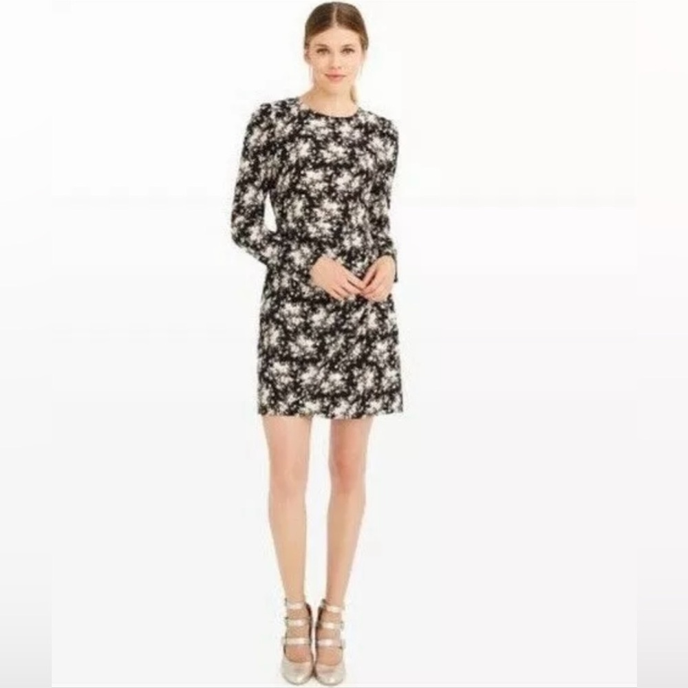 CLUB MONACO Silk Black Floral Print Amelda Faux Wrap Dress Size 00